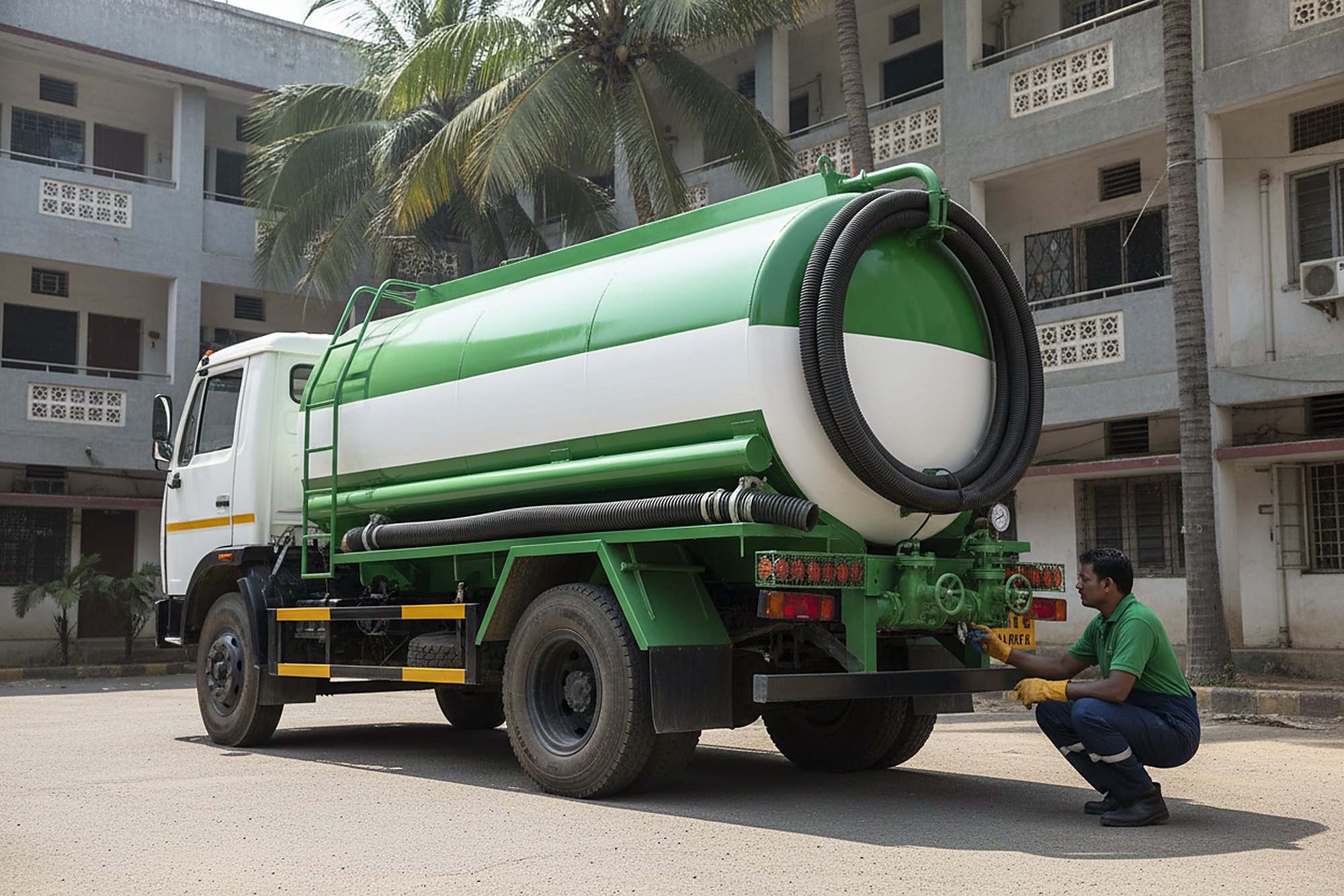 Septic tank cleaning crew at work in Begumpet, Hyderabad