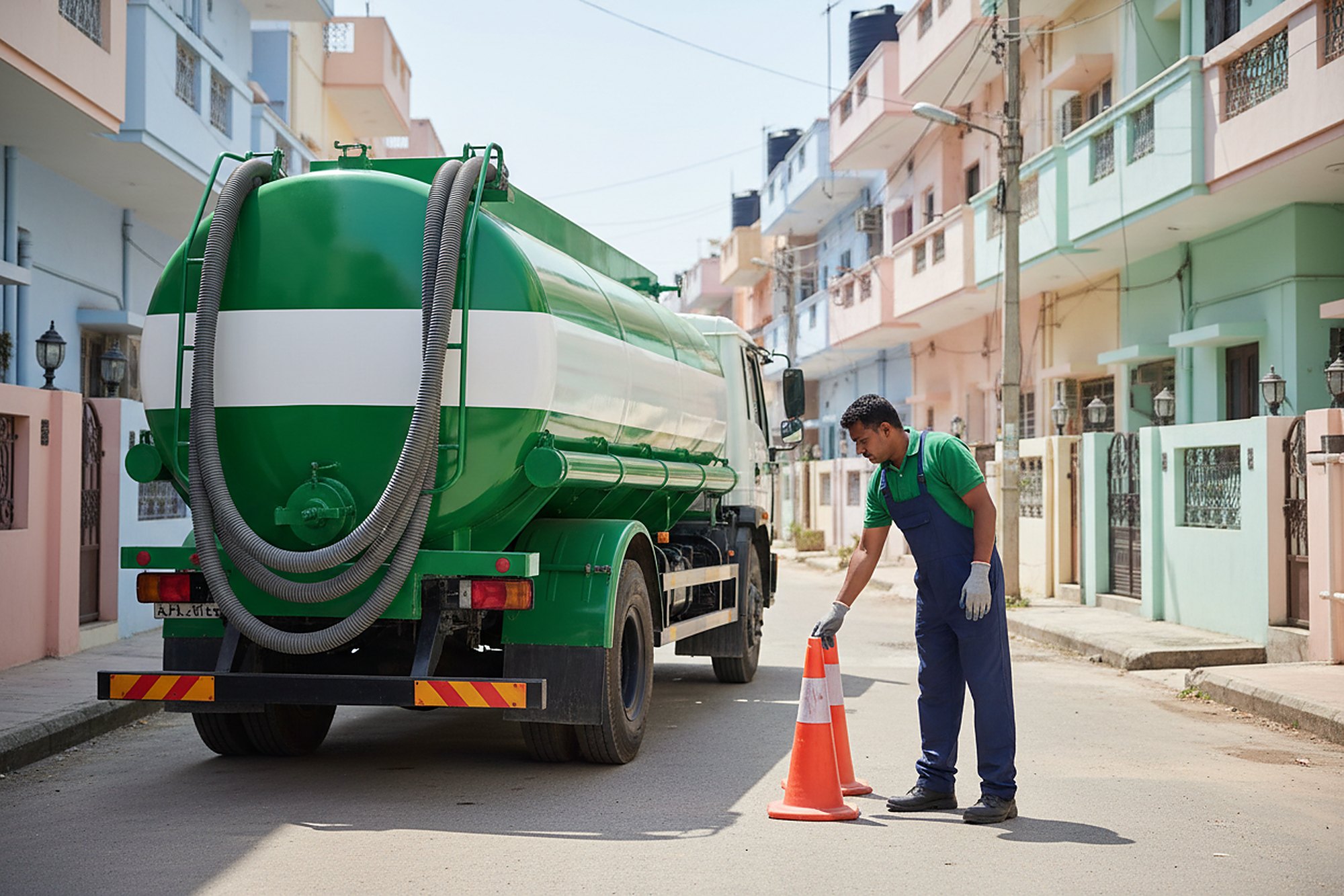 Septic tank cleaning crew at work in Film Nagar, Hyderabad